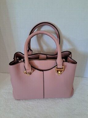 Landry Elegant Pink Faux Leather Handbag With Crossbody Chain